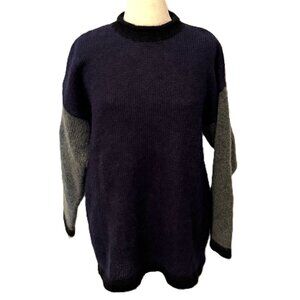 Esprit Vintage Mohair Sweater 90s Y2K Large Blue Gray Colorblock Alternative